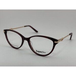 SuperFlex - SF-625 S406 52-16-135 Red & Gold Acetate Glasses Frames